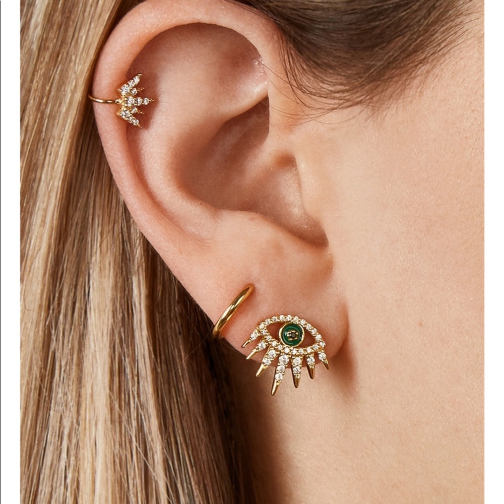 New! 👁 “Mati” Lucky Eye Crystal Stud Earrings - Picture 2 of 4